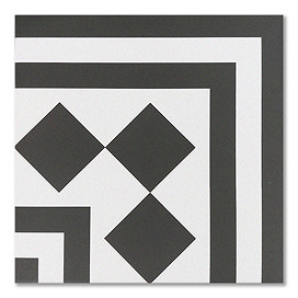 Stonehouse Studio Chequers Corner Border Black & White Wall and Floor Tiles - 225 x 225mm