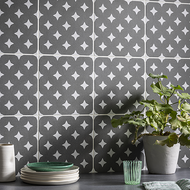Stonehouse Studio Clarence Graphite Wall & Floor Tiles - 225 x 225mm