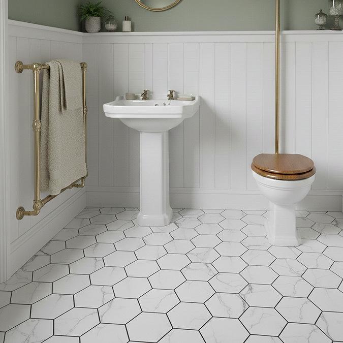 Stonehouse Studio Comino Hexagon Marble Effect Wall and Floor Tiles - 225 x 259mm