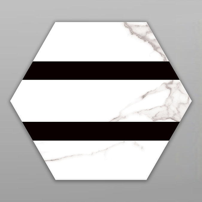 Comino Hexagon Striped Marble Effect Wall and Floor Tiles - 225 x 259mm