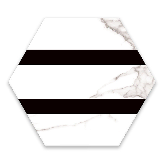 Stonehouse Studio Comino Hexagon Striped Marble Effect Wall and Floor Tiles - 225 x 259mm