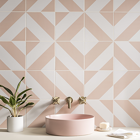 Stonehouse Studio Como Blush Geometric Patterned Wall and Floor Tiles - 225 x 225mm