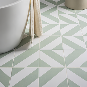 Stonehouse Studio Como Olive Geometric Patterned Wall and Floor Tiles - 225 x 225mm