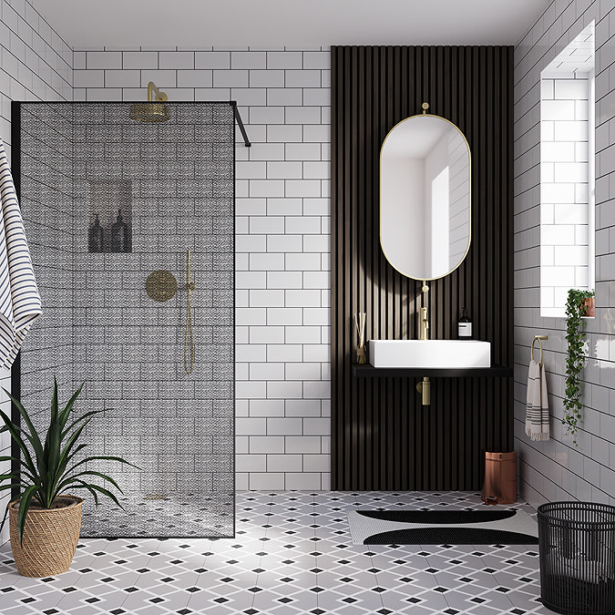 Stonehouse Studio Connaught Black Patterned Wall and Floor Tiles - 225 x 225mm