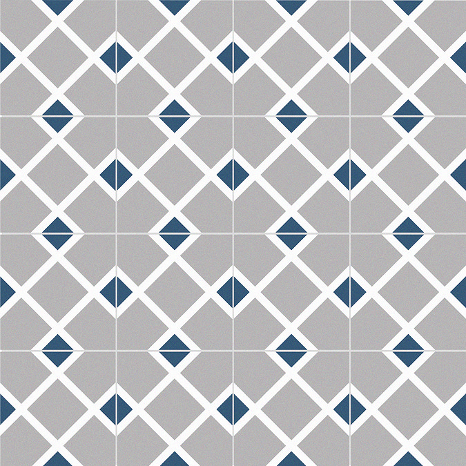 Stonehouse Studio Connaught Indigo Patterned Wall and Floor Tiles - 225 x 225mm