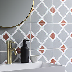 Stonehouse Studio Connaught Terracotta Patterned Wall and Floor Tiles - 225 x 225mm