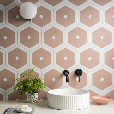 Stonehouse Studio Cosmos Blush Hexagon Wall & Floor Tiles - 225 x 225mm