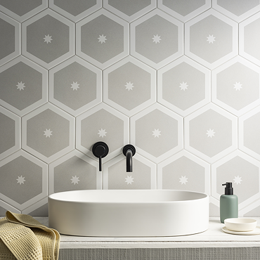 Stonehouse Studio Cosmos Dove Grey Hexagon Wall & Floor Tiles - 225 x 225mm