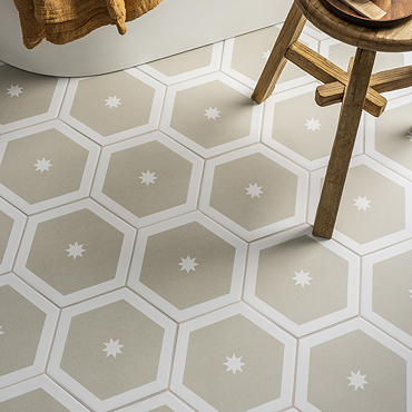 Stonehouse Studio Cosmos Parchment Hexagon Wall & Floor Tiles - 225 x 225mm