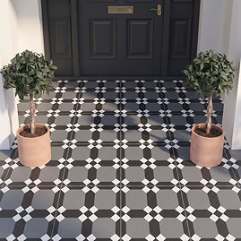 Stonehouse Studio Croxley Charcoal Geometric Patterned Wall and Floor Tiles - 225 x 225mm
