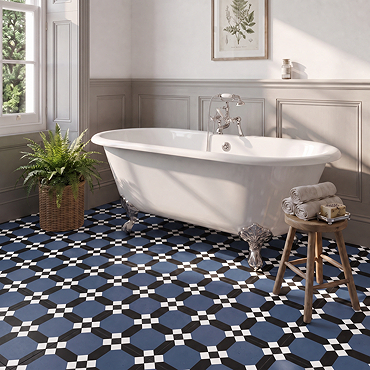 Stonehouse Studio Croxley Navy Geometric Patterned Wall and Floor Tiles
