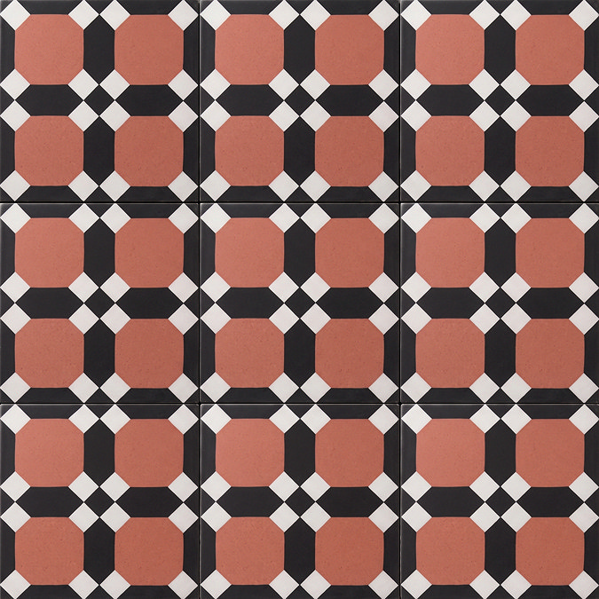 Stonehouse Studio Croxley Terracotta Geometric Patterned Wall and Floor Tiles 225 x 225mm