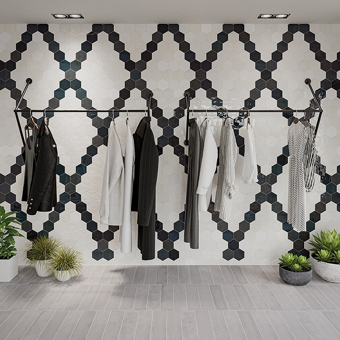Stonehouse Studio Delphine White Zellige Effect Hexagon Zellige Effect Tiles 108 x 124mm