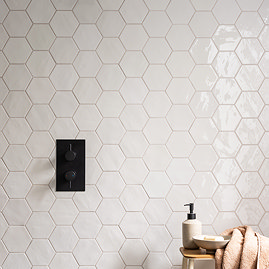 Stonehouse Studio Delphine White Hexagon Zellige Effect Tiles 108 x 124mm