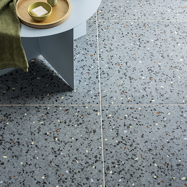 Farhill Blue Terrazzo Effect Floor Tiles - 608 x 608mm