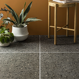 Farhill Grey Terrazzo Effect Floor Tiles - 608 x 608mm