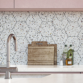 Stonehouse Studio Farhill Hexagon Coloured Flecks Terrazzo Effect Wall Tiles
