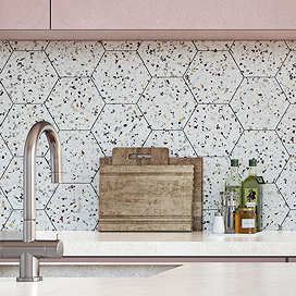 Stonehouse Studio Farhill Hexagon Coloured Flecks Terrazzo Effect Wall Tiles