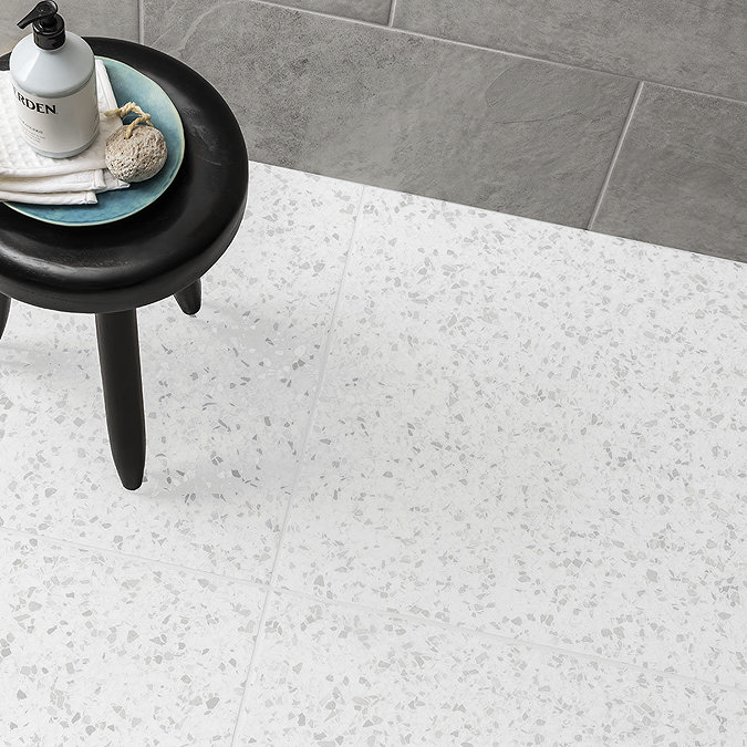 Stonehouse Studio Farhill White Terrazzo Effect Wall & Floor Tiles - 608 x 608mm