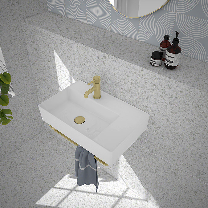 Stonehouse Studio Farhill White Terrazzo Effect Wall & Floor Tiles - 608 x 608mm