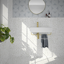 Stonehouse Studio Farhill White Terrazzo Effect Wall & Floor Tiles - 608 x 608mm