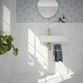 Stonehouse Studio Farhill White Terrazzo Effect Wall & Floor Tiles - 608 x 608mm