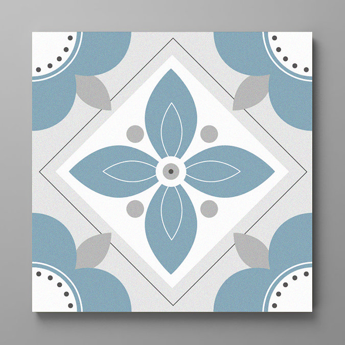 Stonehouse Studio Fleur Aqua Patterned Wall and Floor Tiles - 225