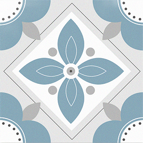 Stonehouse Studio Fleur Aqua Patterned Wall and Floor Tiles - 225 x 225mm