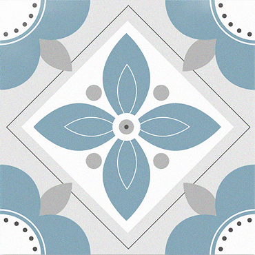 Stonehouse Studio Fleur Aqua Patterned Wall and Floor Tiles - 225 x 225mm