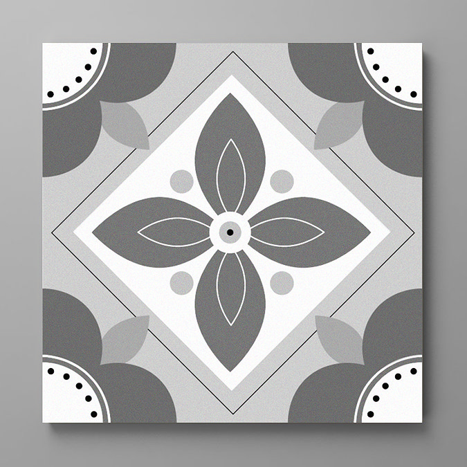 Stonehouse Studio Fleur Charcoal Patterned Wall and Floor Tiles - 225 x 225mm