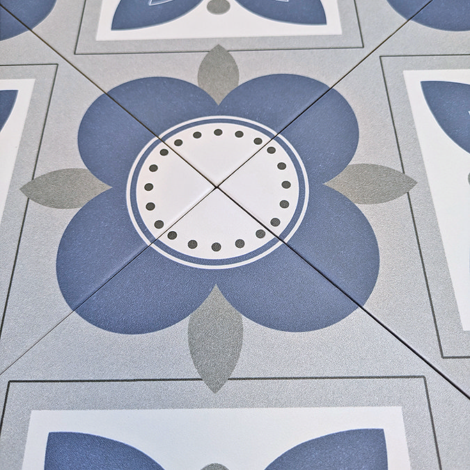 Stonehouse Studio Fleur Ink Floral Patterned Wall and Floor Tiles - 225 x 225mm
