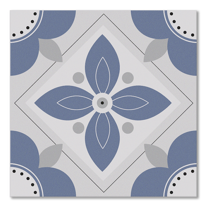 Stonehouse Studio Fleur Ink Floral Patterned Wall and Floor Tiles - 225 x 225mm