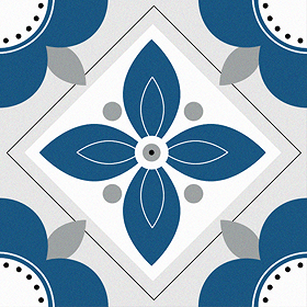 Stonehouse Studio Fleur Ink Patterned Wall and Floor Tiles - 225 x 225mm