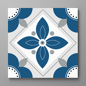 Stonehouse Studio Fleur Ink Patterned Wall and Floor Tiles - 225 x 225mm