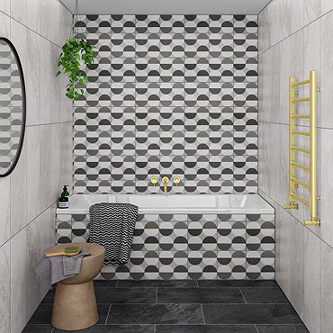 Stonehouse Studio Galileo Charcoal Patterned Wall and Floor Tiles - 225 x 225mm