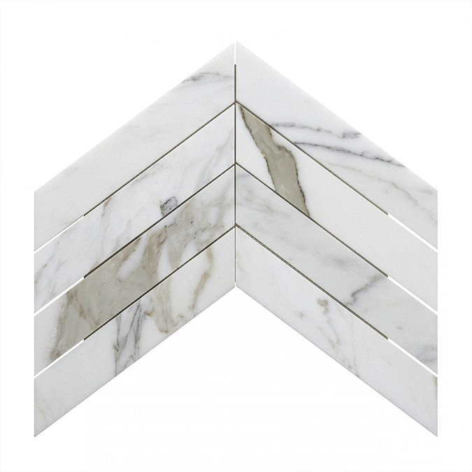 Stonehouse Studio Gatley Chevron Gold Marble Effect Tiles - 80 x 400mm