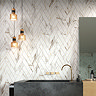 Stonehouse Studio Gatley Chevron Gold Marble Effect Tiles - 80 x 400mm