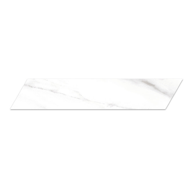 Gatley Chevron White Marble Effect Tiles - 80 x 400mm  Profile Large Image
