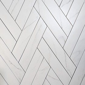 Stonehouse Studio Gatley Chevron White Marble Effect Tiles - 80 x 400mm