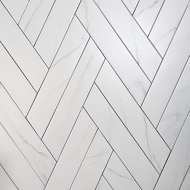 Stonehouse Studio Gatley Chevron White Marble Effect Tiles - 80 x 400mm