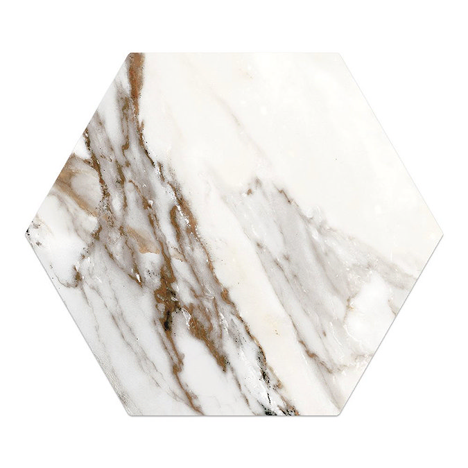 Gatley Hexagon Gold Marble Effect Tiles - 200 x 240mm