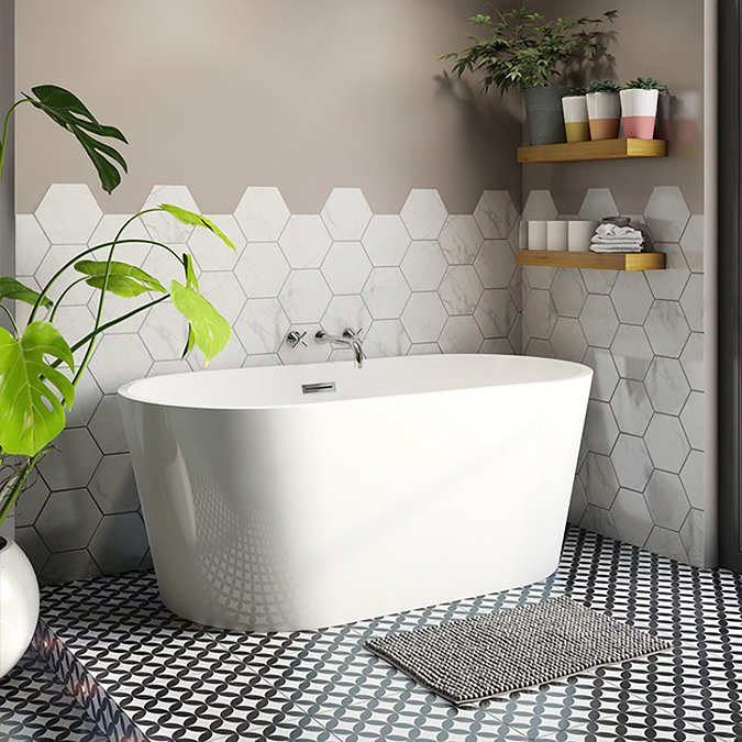 Stonehouse Studio Gatley Hexagon White Marble Effect Tiles - 198 x 228mm