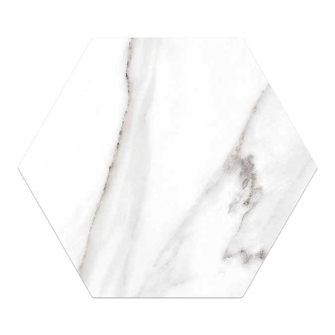 Gatley Hexagon White Marble Effect Tiles - 200 x 240mm