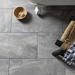 Gio Dark Grey Matt Stone Effect Wall & Floor Tiles - 300 x 600mm