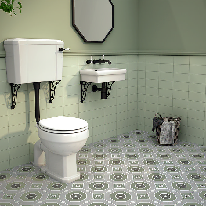 Stonehouse Studio Greenwich Olive Geometric Patterned Wall and Floor Tiles - 225 x 225mm