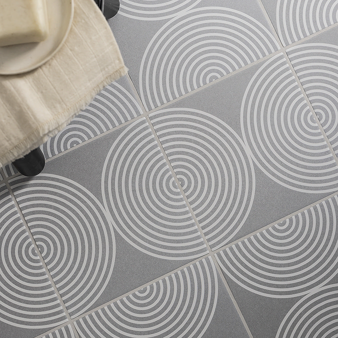 Stonehouse Studio Ibiza Dove Grey Patterned Wall and Floor Tiles - 225 x 225mm