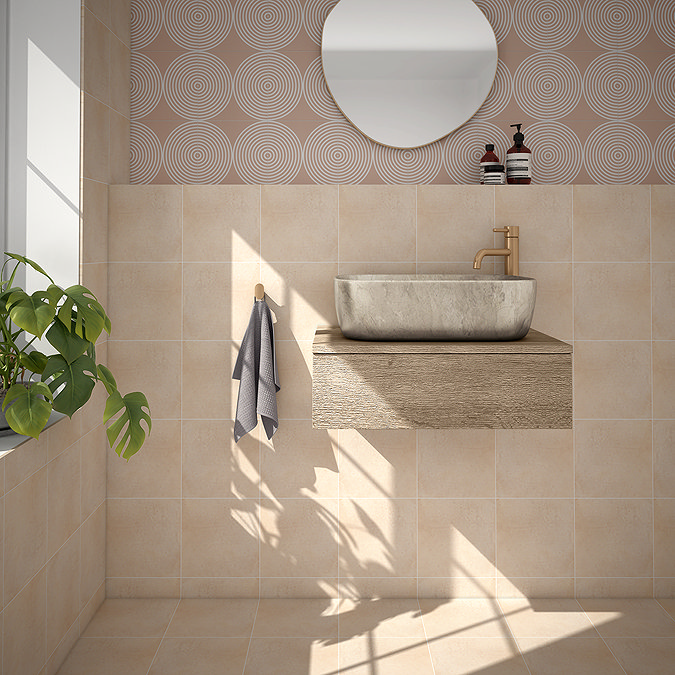 Stonehouse Studio Ibiza Peach Patterned Wall and Floor Tiles - 225 x 225mm