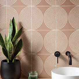 Stonehouse Studio Ibiza Peach Patterned Wall and Floor Tiles - 225 x 225mm