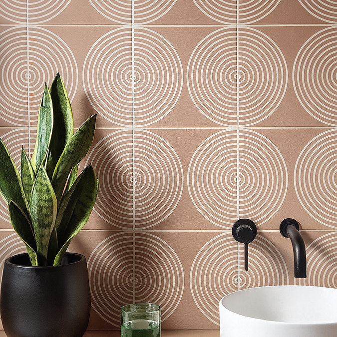 Stonehouse Studio Ibiza Peach Patterned Wall and Floor Tiles - 225 x 225mm