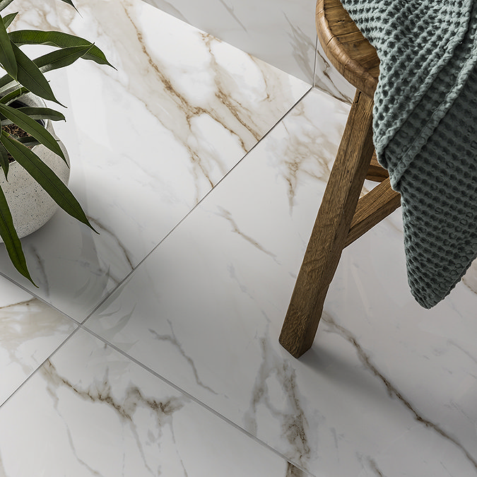 Jardine Gloss Gold Marble Effect Wall & Floor Tiles - 600 x 600mm